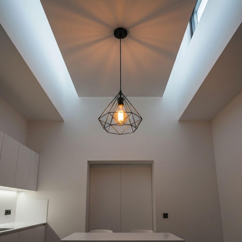 Designer pendant lamp above a dining table
